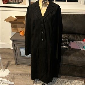 Black Pinstripe Long Coat